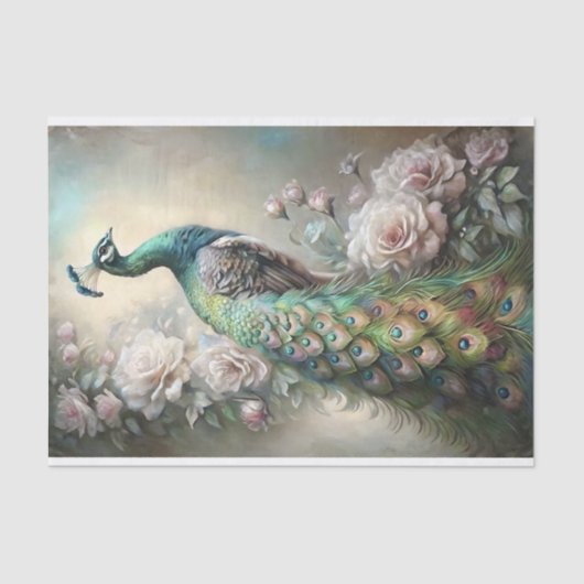 Papier Mousseline Découpage Regal Peacock (Recto)