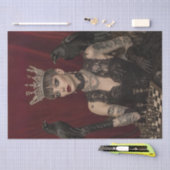 Papier Mousseline Découpage Reine gothique en noir avec corneille po (Artisanat)