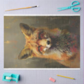 Papier Mousseline Découpage renard peinture à l'huile Abstraite (Artisanat)