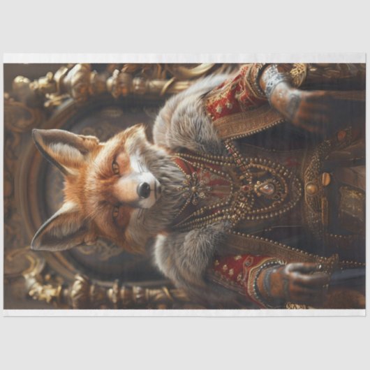 Papier Mousseline Découpage Renard royal dans la serre (Recto)