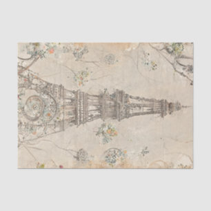 Papier Mousseline Découpage rétro Tour vintage Effiel