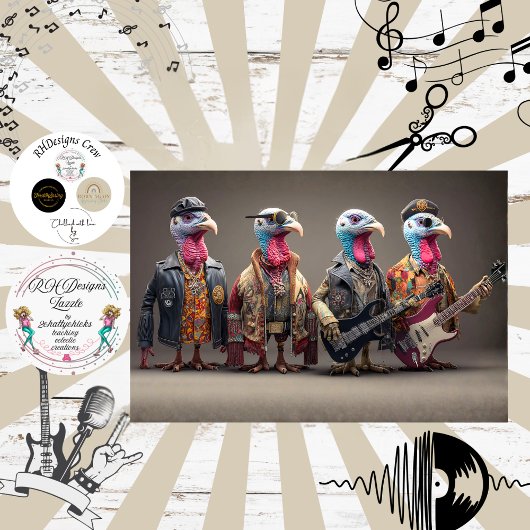 Papier Mousseline Decoupage Rockstar Dinde Quartet Band