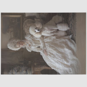 Papier Mousseline Découpage Rococo Style Dame & Poodle Standard