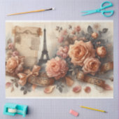 Papier Mousseline Découpage romance Tour Eiffel Rose (Artisanat)