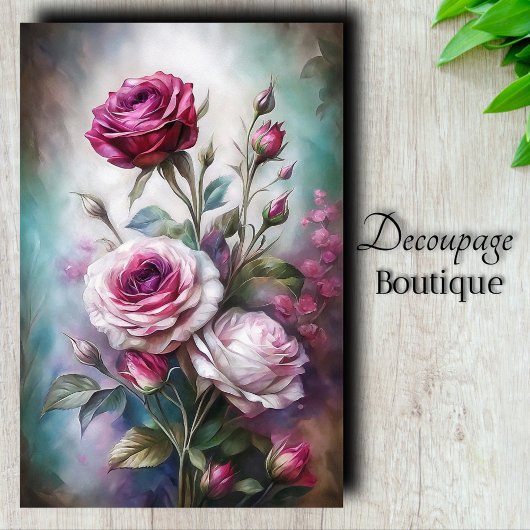 Papier Mousseline Découpage romantique Art Rose
