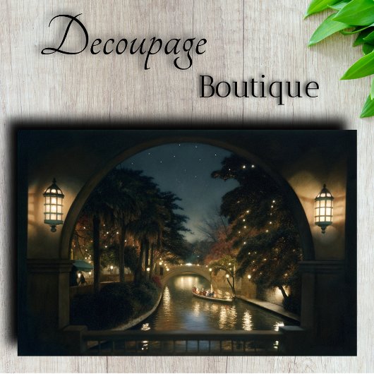 Papier Mousseline Découpage romantique de la scène de nuit du Canal