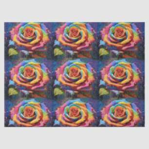 Papier Mousseline Découpage Rose arc-en-ciel 3d