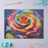 Papier Mousseline Découpage Rose arc-en-ciel 3d (Artisanat)