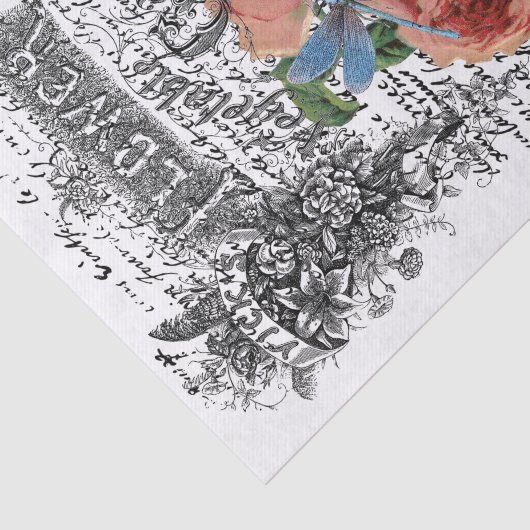 Papier Mousseline Découpage rose de libellules (Détail)