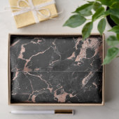 Papier Mousseline Découpage Rose en or et en marbre noir (Cadeau)