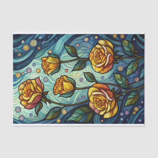 Papier Mousseline Découpage Rose en verre tendu (Recto)