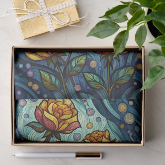 Papier Mousseline Découpage Rose en verre tendu (Cadeau)