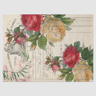 Papier Mousseline Découpage rose et Ephémère Florale