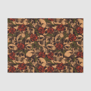 Papier Mousseline Découpage rose et Motif crâne