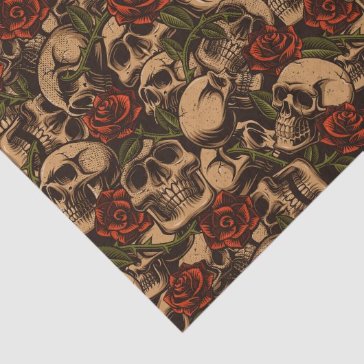 Papier Mousseline Découpage rose et Motif crâne (Détail)