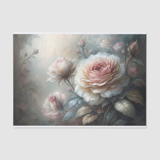 Papier Mousseline Découpage Rose éthérée (Recto)