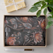 Papier Mousseline Découpage - Rose galore sur noir - (Cadeau)