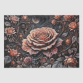 Papier Mousseline Découpage - Rose galore sur noir - (Recto)