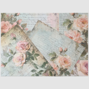 Papier Mousseline Découpage Rose Rose Antique Rose Vintage