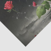 Papier Mousseline Découpage - Rose rouge pâle unique - (Détail)