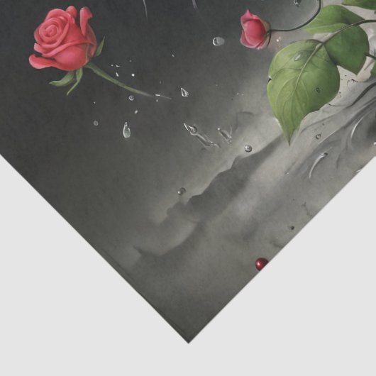 Papier Mousseline Découpage - Rose rouge pâle unique - (Détail)