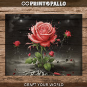 Papier Mousseline Découpage - Rose rouge pâle unique -