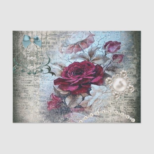 Papier Mousseline Découpage Rose victorien Ephemera (Recto)