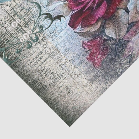 Papier Mousseline Découpage Rose victorien Ephemera (Détail)