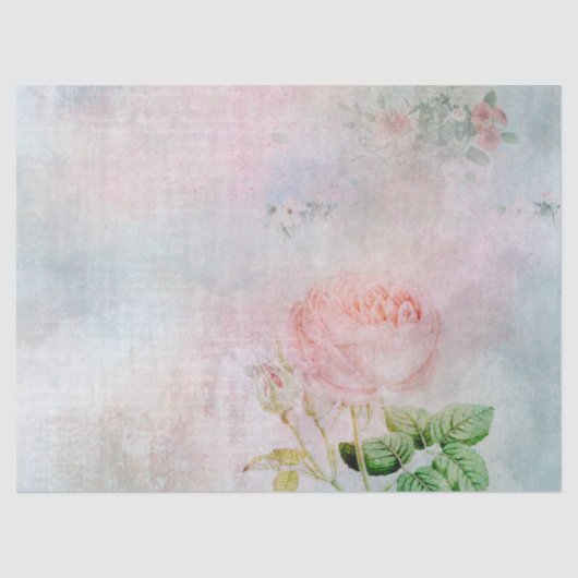 Papier Mousseline Découpage rose vintage (Recto)