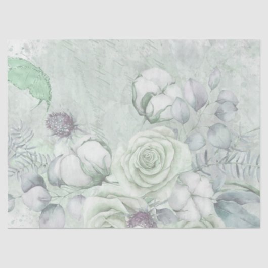 Papier Mousseline Découpage Rose vintage en coton d'antiquité (Recto)