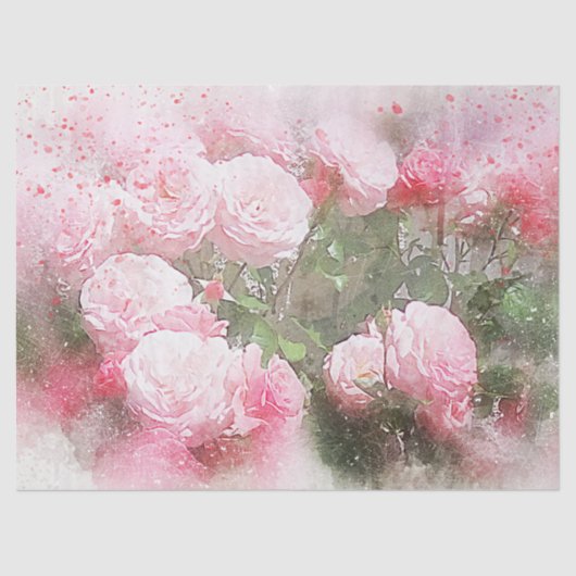 Papier Mousseline Découpage Roses de couleur d'eau rose (Recto)