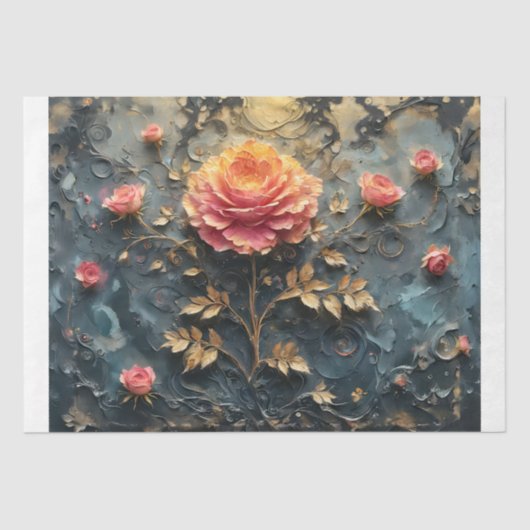 Papier Mousseline Découpage - Roses de rêve - (Recto)