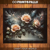 Papier Mousseline Découpage - Roses jaunes sur noir -