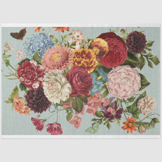 Papier Mousseline Découpage rouge et jaune-bouquet fleuri (Recto)