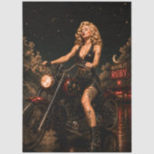 Papier Mousseline Découpage Ruby Moonlit Biker Chick (Recto)