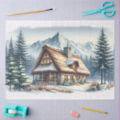 Papier Mousseline Découpage Russe Cabine hiver aquarelle (Artisanat)