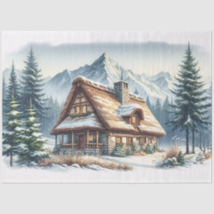Papier Mousseline Découpage Russe Cabine hiver aquarelle