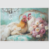 Papier Mousseline Découpage Rustique Chic Mariage Poulets (Recto)