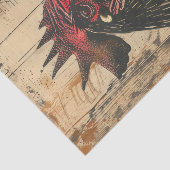 Papier Mousseline Découpage rustique de poulet au coq noir (Détail)
