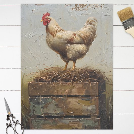 Papier Mousseline Découpage rustique du poulet et du nid