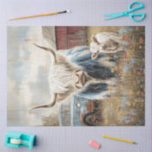Papier Mousseline Découpage Rustique Highland Cow Field Red Barne (Artisanat)