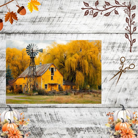 Papier Mousseline Découpage Rustique Jaune Grange Windmill Willow Tr