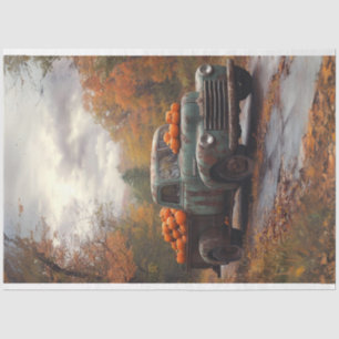 Papier Mousseline Découpage Rusty Vieux Camion Bleu Citrouilles de l