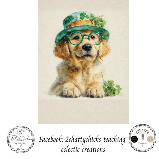 Papier Mousseline Découpage Saint-Patrick Golden Retriever