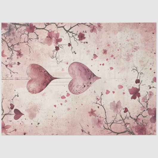 Papier Mousseline Découpage Saint-Valentin Arrière - plan Coeurs rou (Recto)