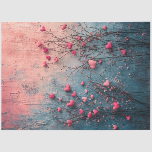 Papier Mousseline Découpage Saint-Valentin Arrière - plan rose Turqu (Recto)