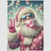 Papier Mousseline Decoupage Santa Blowing Bubble Gum in Pink (Recto)