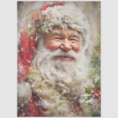 Papier Mousseline Decoupage Santa Claus Holly Red Coat (Recto)