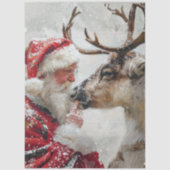 Papier Mousseline Decoupage Santa Reindeer "North Pole Whimsy" (Recto)