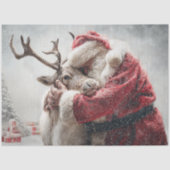 Papier Mousseline Decoupage Santa & Rudolph Praying Christmas Eve (Recto)